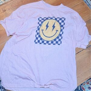 Pink Graphic T-Shirt with Smiley Face Design